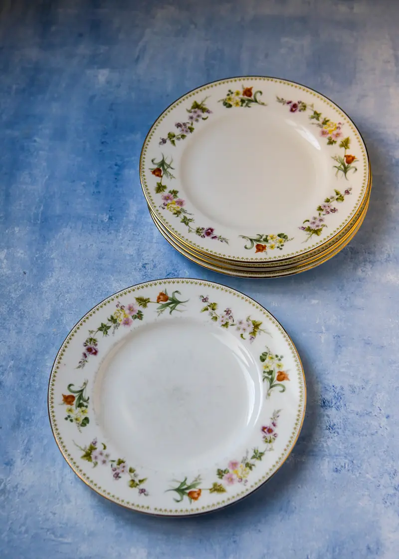 Set cinque piatti piani da dolce wedgwood decoro mirabelle