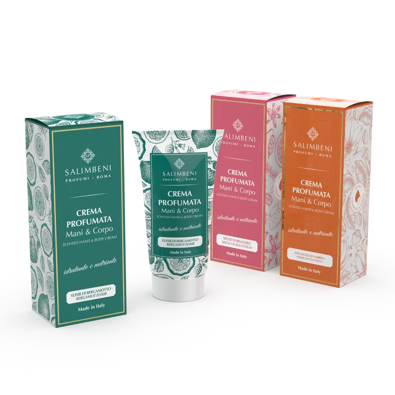 Set de três Cremes Perfumados de Mãos e Corpo de 50 ml (Elixir de Bergamota + Encanto de Âmbar + Especiarias de Bizâncio)