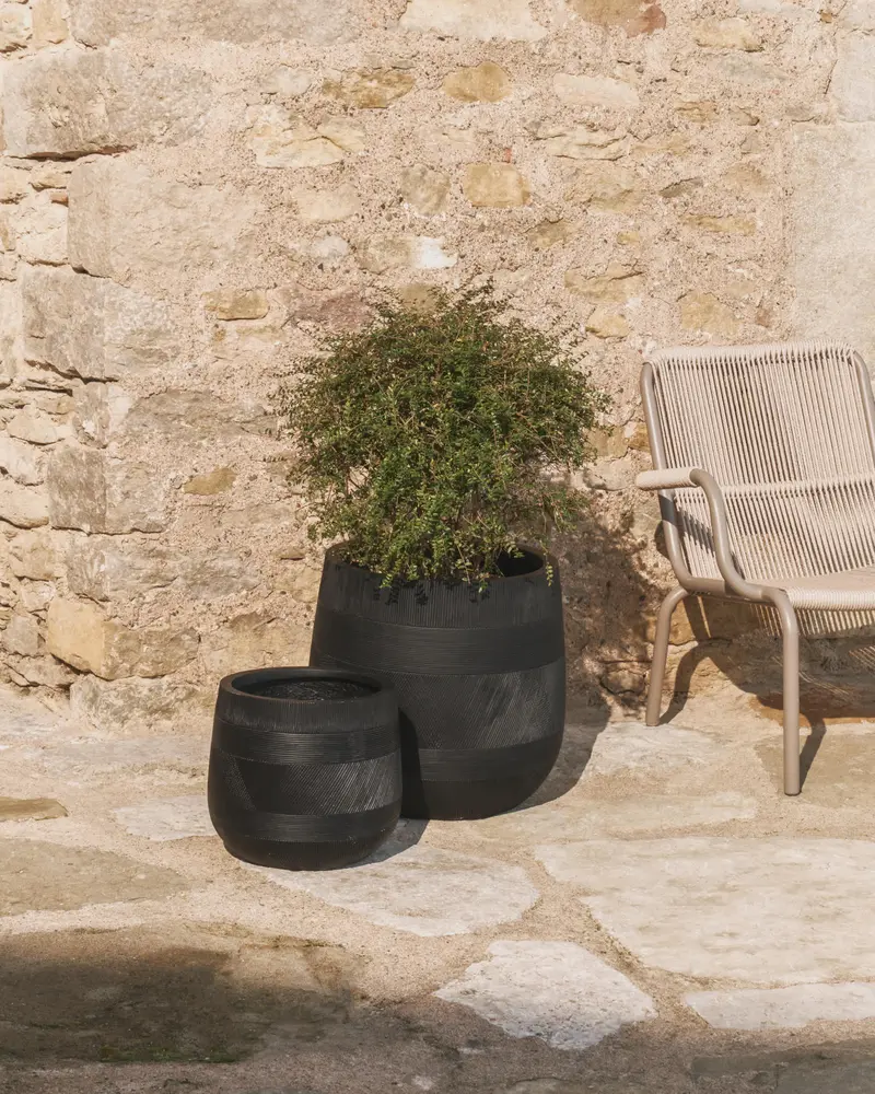 Set di 2 fioriere Tival effetto cemento nero Ø 50 cm / Ø 34 cm