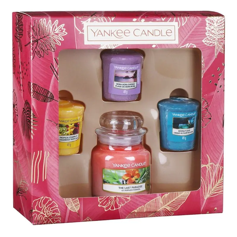 SET GIARA PICCOLA E 3 CANDELE SAMPLER -Yankee Candle- Confezione Regalo The Last Paradise