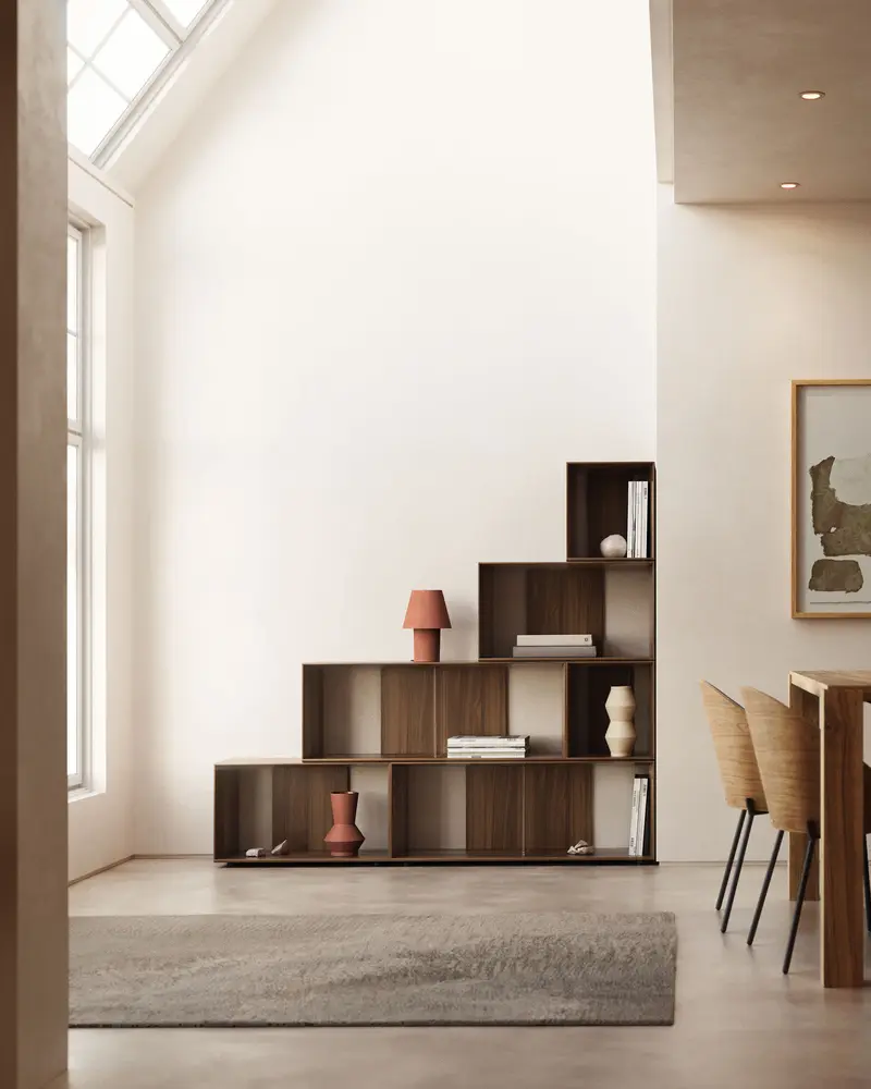 Set Litto di 6 ripiani modulari impiallacciati noce 101 x 152 cm