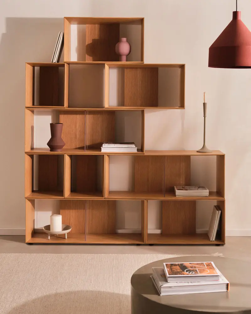 Set Litto di 6 ripiani modulari impiallacciati rovere 101 x 152 cm