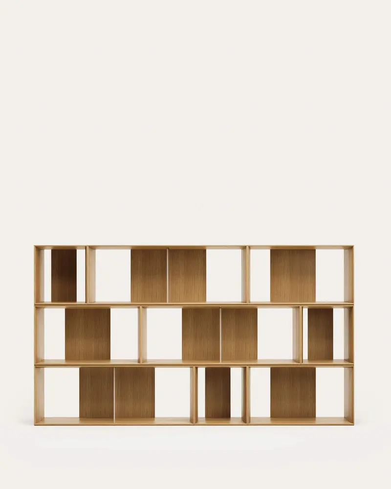 Set Litto di 9 ripiani modulari impiallacciati rovere 202 x 114 cm