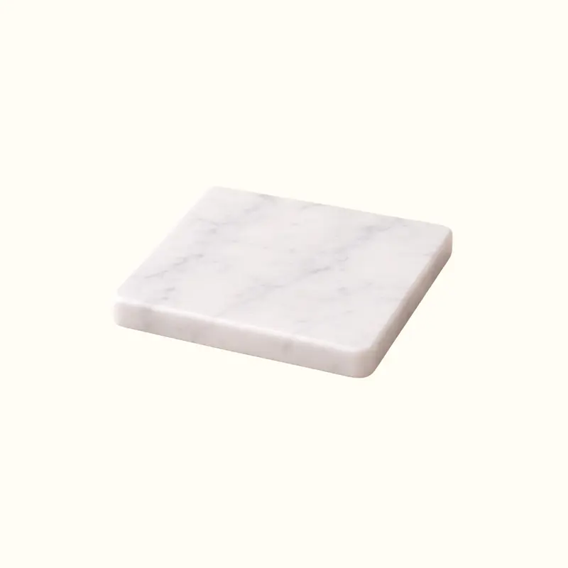Set of 6 Square Carrara Marble Coasters 10×10 cm