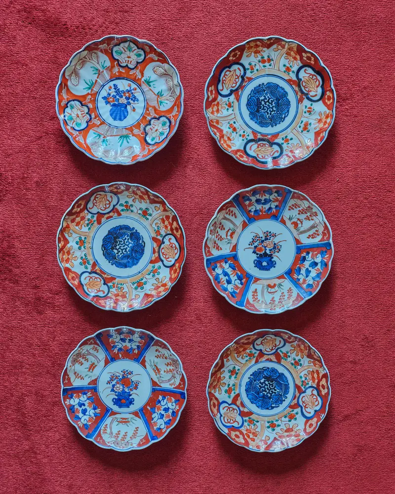 Set of Six Imari Porcelain Plates, 20th Century