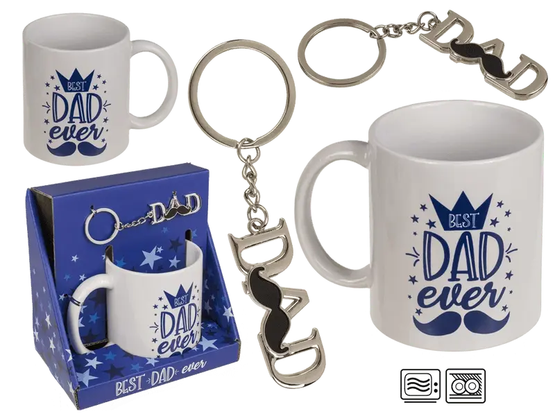 SET REGALO, BEST DAD EVER TAZZA E PORTACHIAVI, TAZZA GRES,