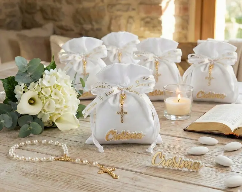 Set sacchettino porta confetti da 5 pz bomboniera per cresima Harmony S3216A