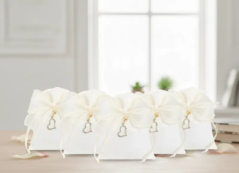 Set sacchettino porta confetti da 5 pz bomboniera per matrimonio, comunione, cresima, Harmony S3222A
