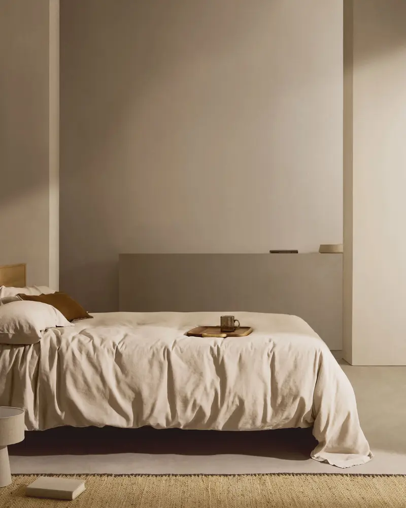Set Simmel copripiumino e federe di misto lino colore grigio per letto 180 cm