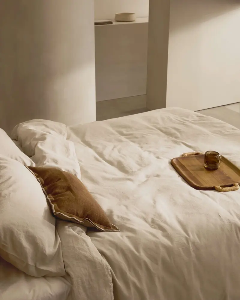 Set Simmel copripiumino e federe di misto lino colore grigio per letto 90 cm