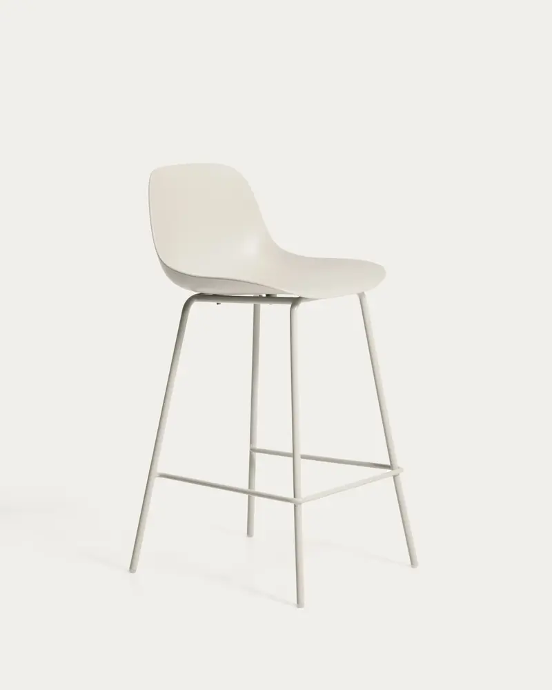 Sgabello Altea beige con gambe in acciaio finitura beige 65 cm