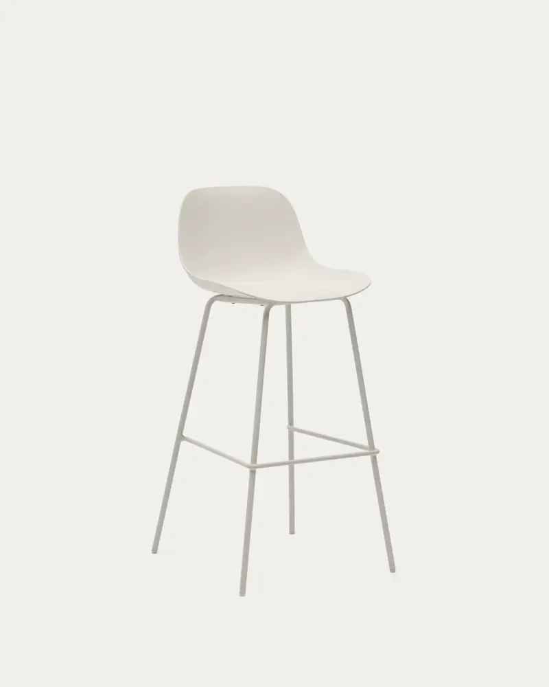 Sgabello Altea beige e gambe in acciaio con finitura beige 75 cm