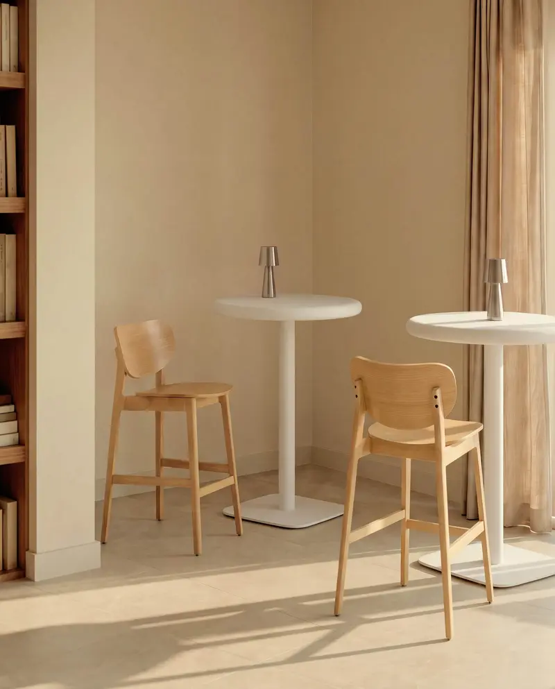 Sgabello Ludara in impiallacciato di rovere 65 cm