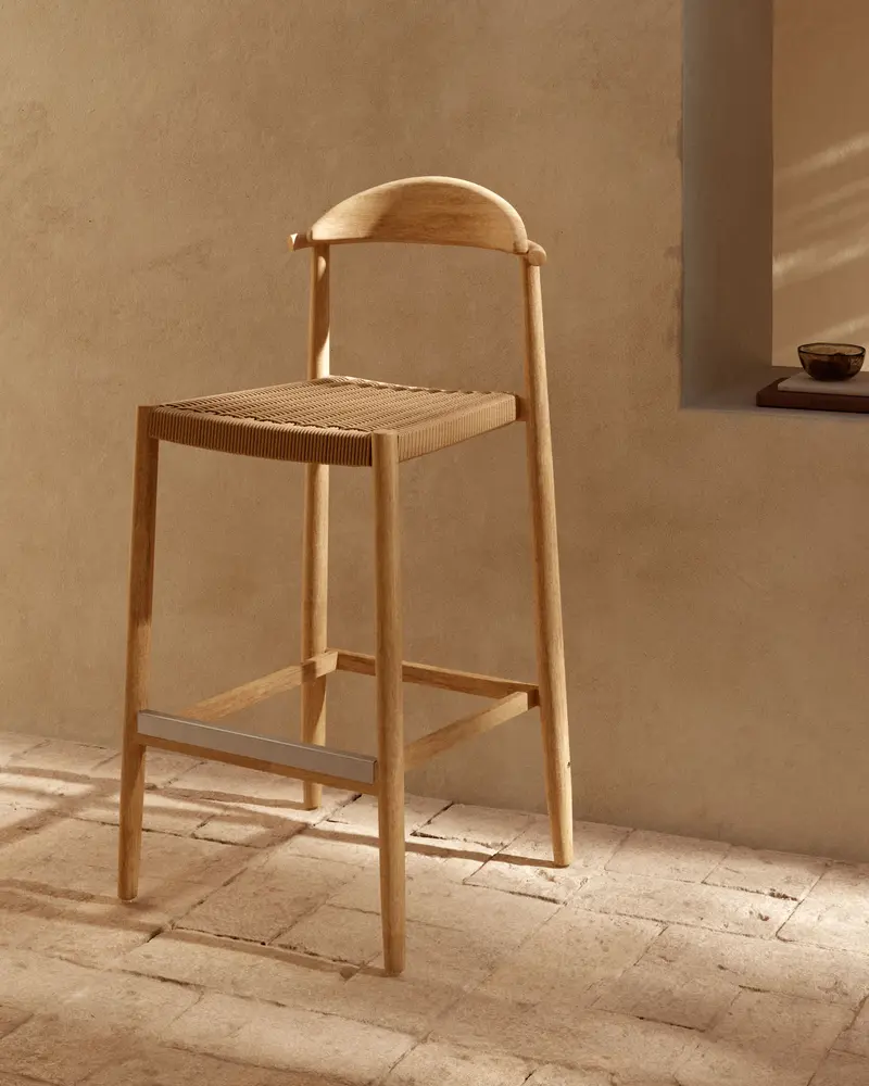 Sgabello Nina in legno massello di acacia altezza 76 cm