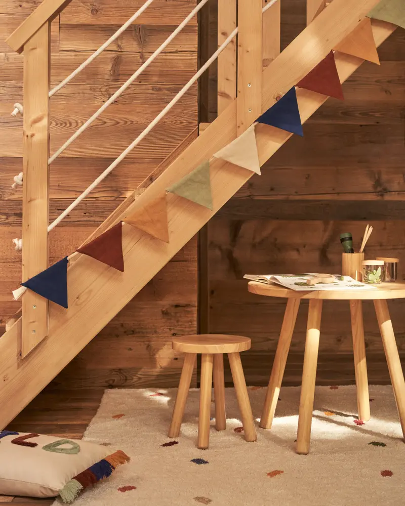 Sgabello per bambini Dilcia legno massiccio caucciù altezza 31 cm