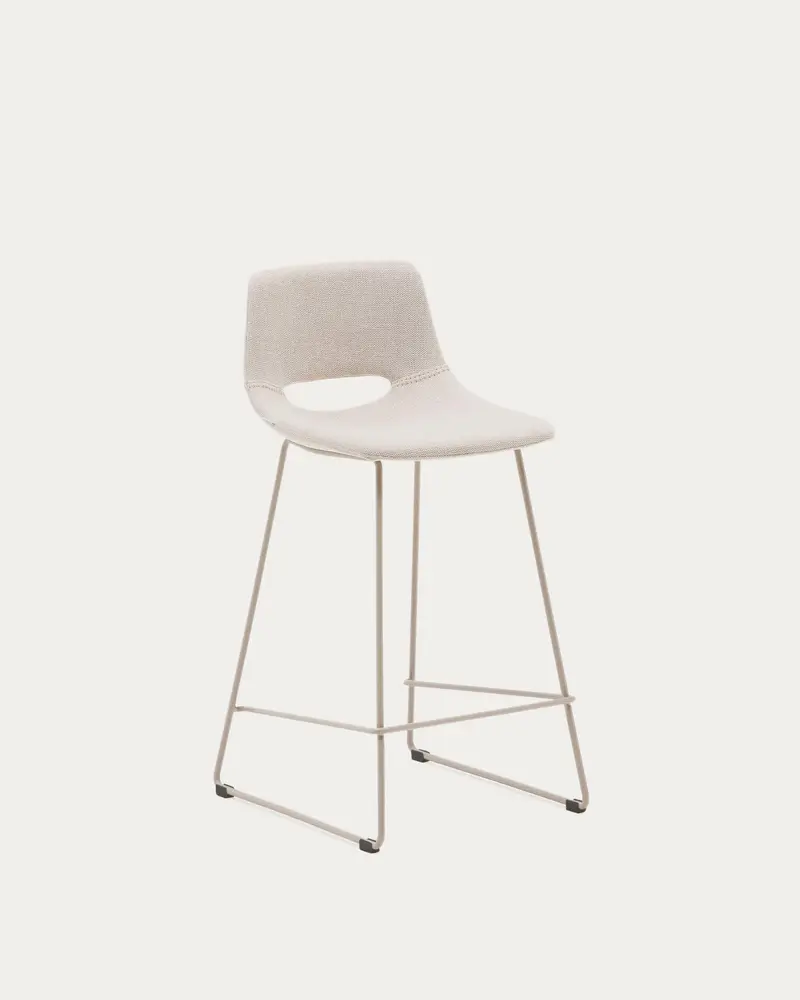 Sgabello Zahara beige e acciaio finitura beige altezza 65 cm