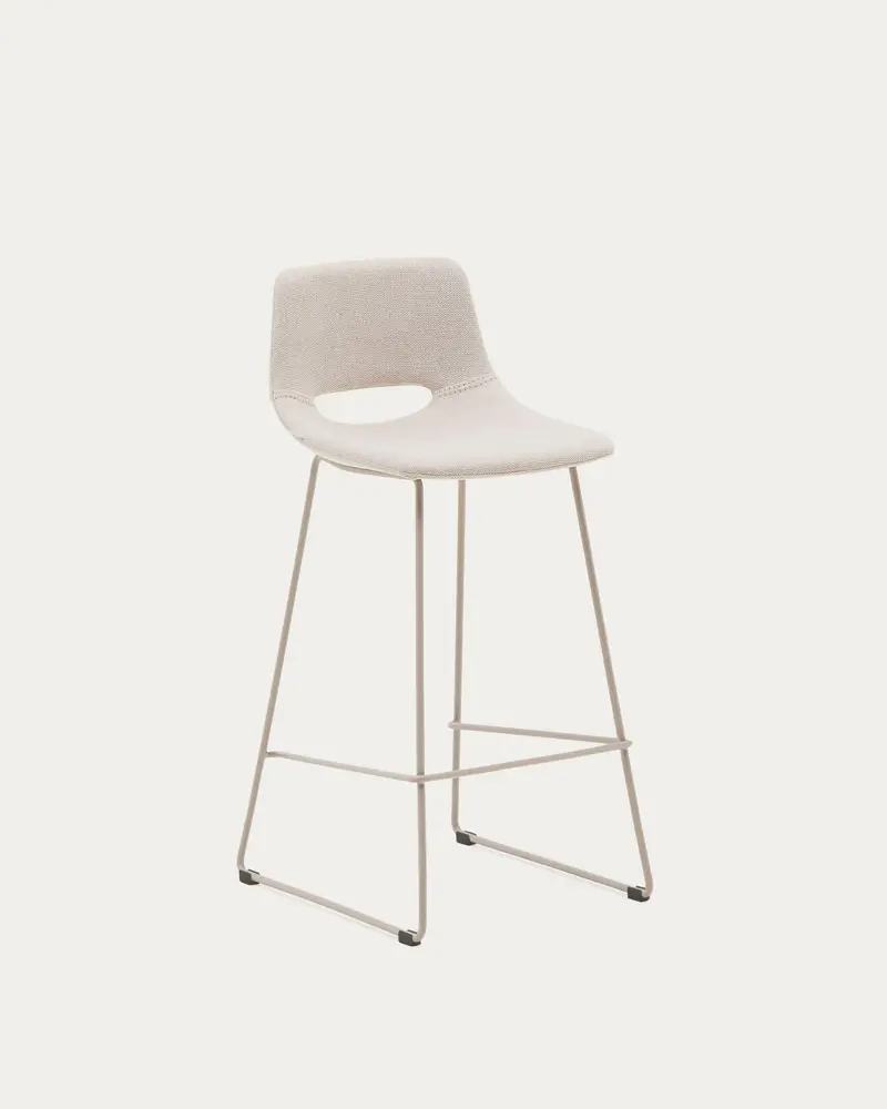 Sgabello Zahara beige e acciaio finitura beige altezza 76 cm