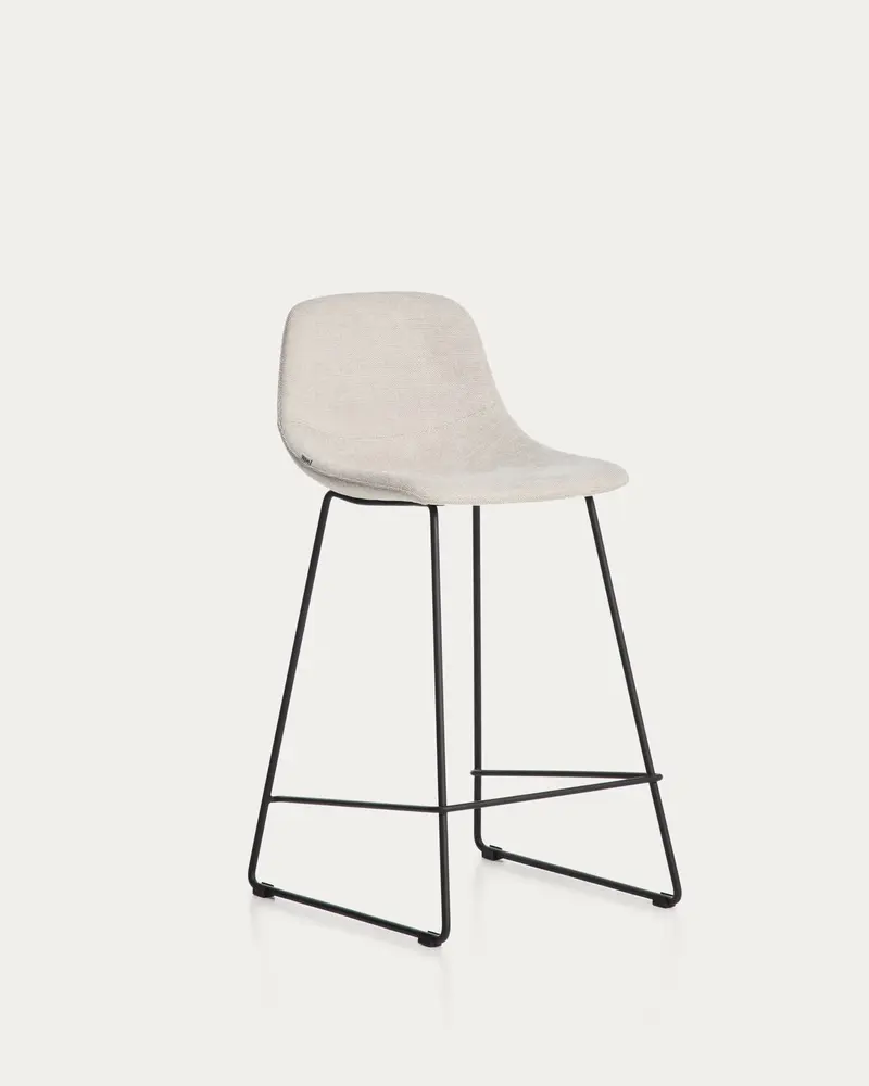 Sgabello Zahara in ciniglia beige con gambe in acciaio rifinito in nero 65 cm FSC 100%