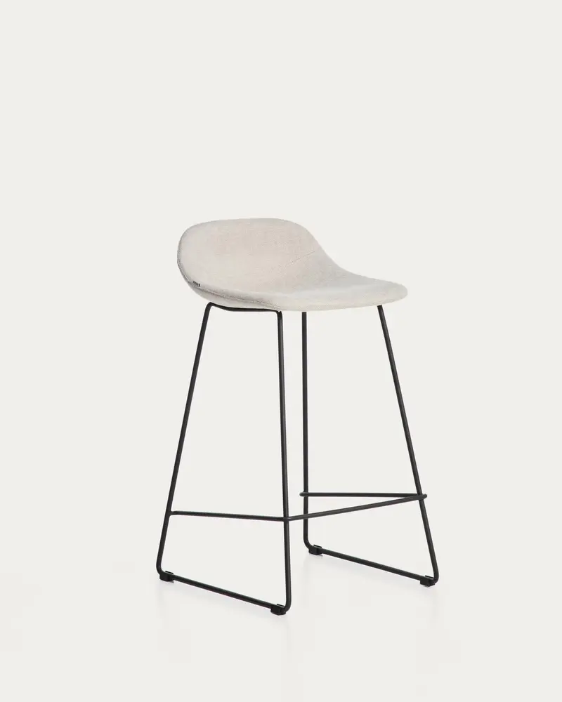 Sgabello Zahara in ciniglia beige con gambe in acciaio rifinito in nero 76 cm FSC 100%