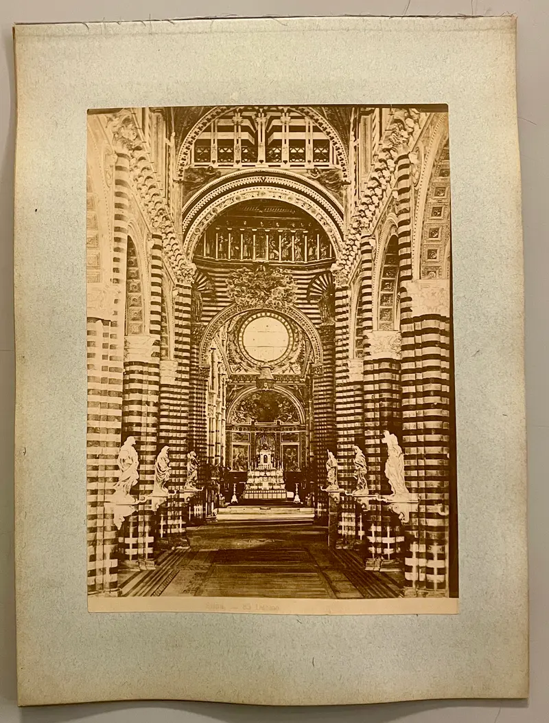Siena interno navata centrale Duomo foto albumina originale fine XIX sec.