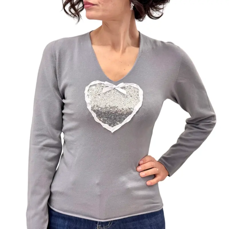 Simona M maglione V cuore paillettes