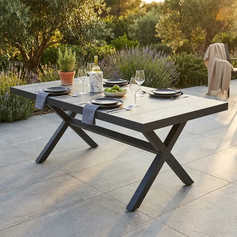 Simone - tavolo fisso in alluminio gres 200x100