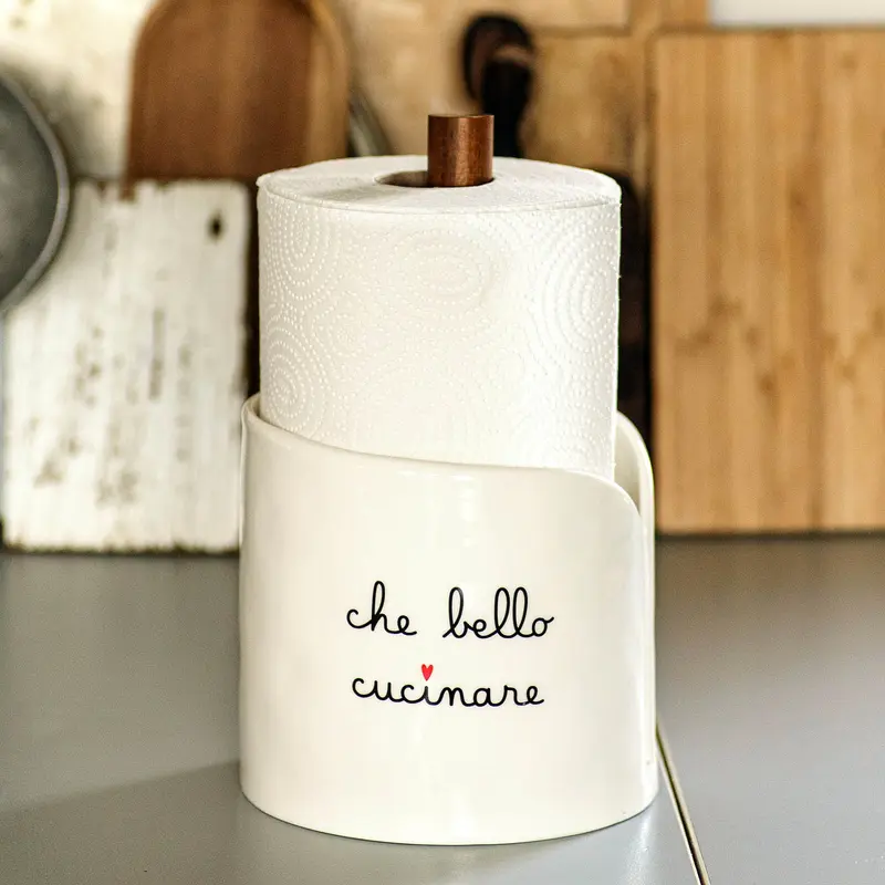 SIMPLE DAY - PORTAROTOLO DA CUCINA "CHE BELLO CUCINARE IN GRES DECORATO