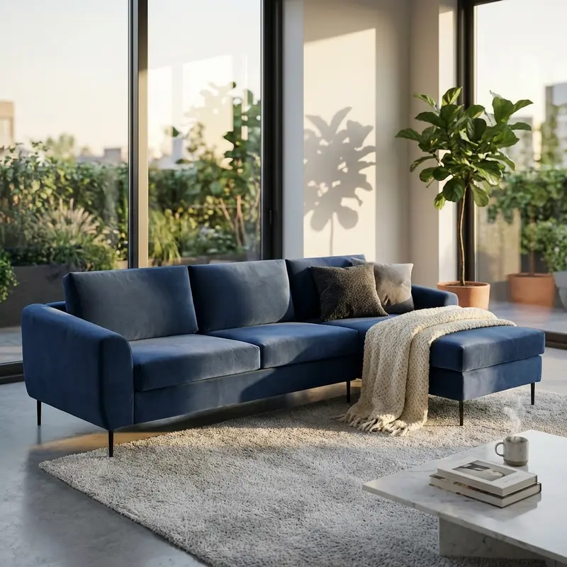 Sira - divano con chaise longue in tessuto