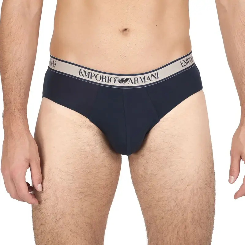 Slip in cotone elasticizzato con elastico in contrasto con logo | Emporio Armani