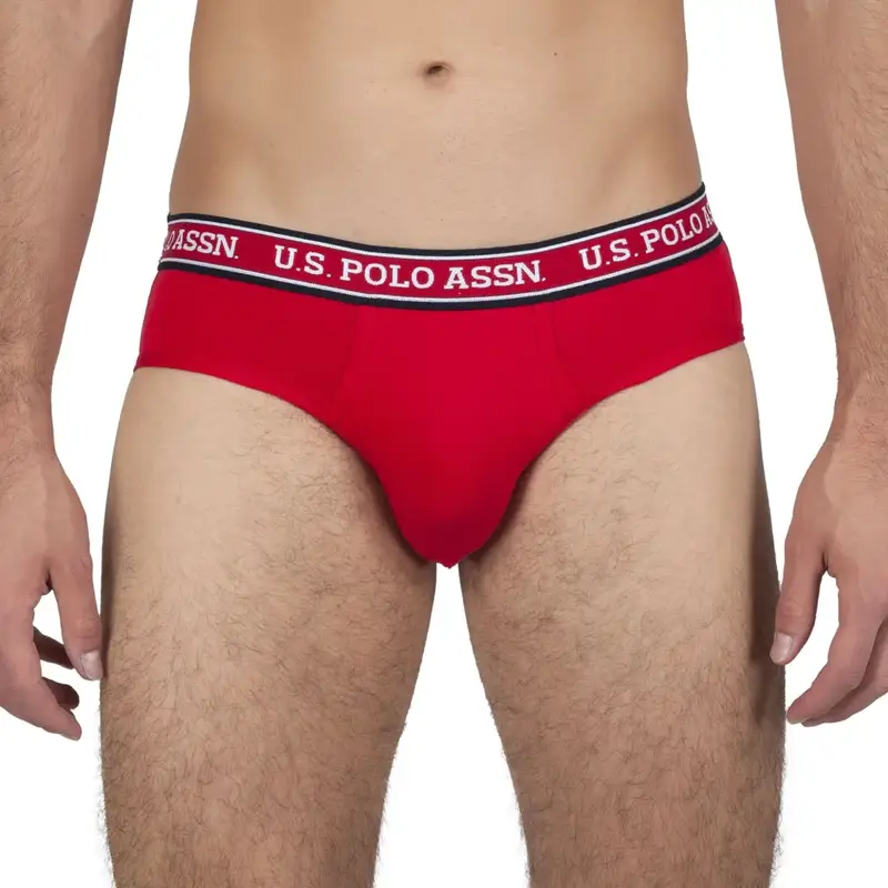 Slip in tinta unita in cotone elasticizzato con elastico con logo | U.S. Polo Assn.