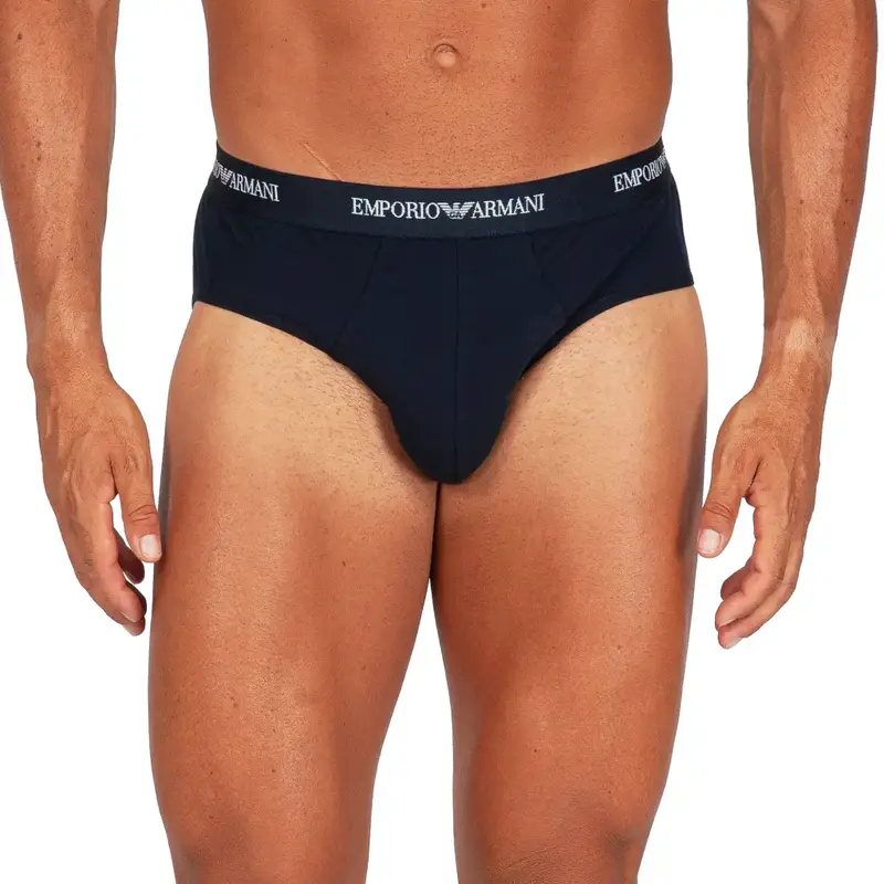 Slip uomo in cotone elasticizzato con elastico a vista | Emporio Armani