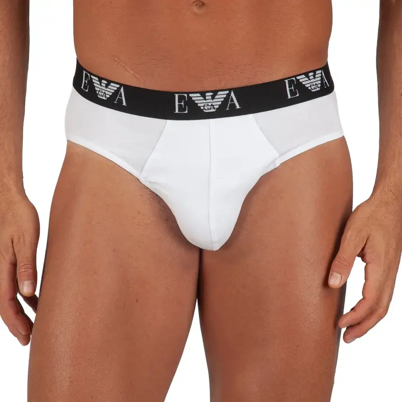 Slip uomo in cotone elasticizzato con elastico a vista | Emporio Armani