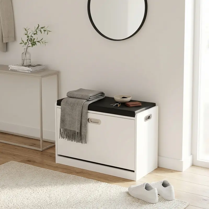 Soren - scarpiera fissa in legno bianco nero