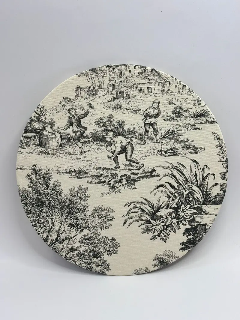 Sottopiatto Tessuto Toile de Jouy - Nero
