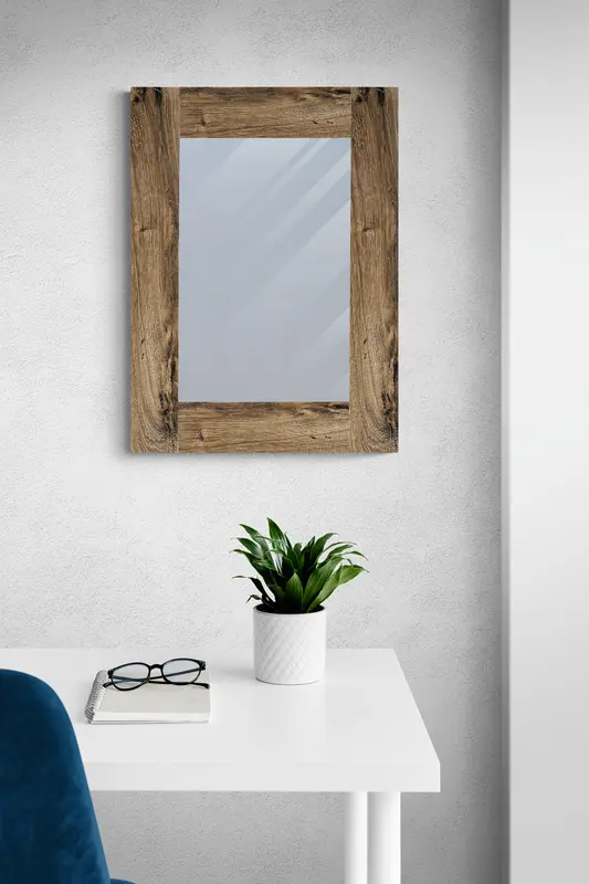 Specchio  75x55  finitura effetto legno naturale. High quality design.