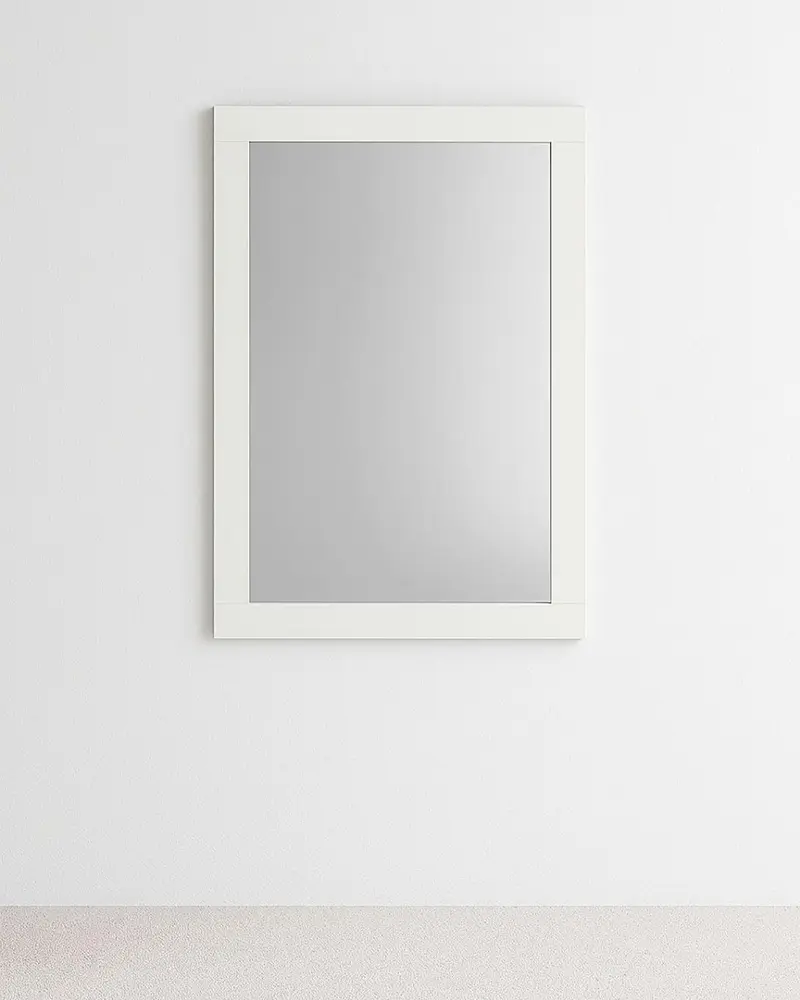 Specchio a muro Elios 40x65 cm – Cornice in Legno Bianco – Struttura a muro per Camera o Ingresso