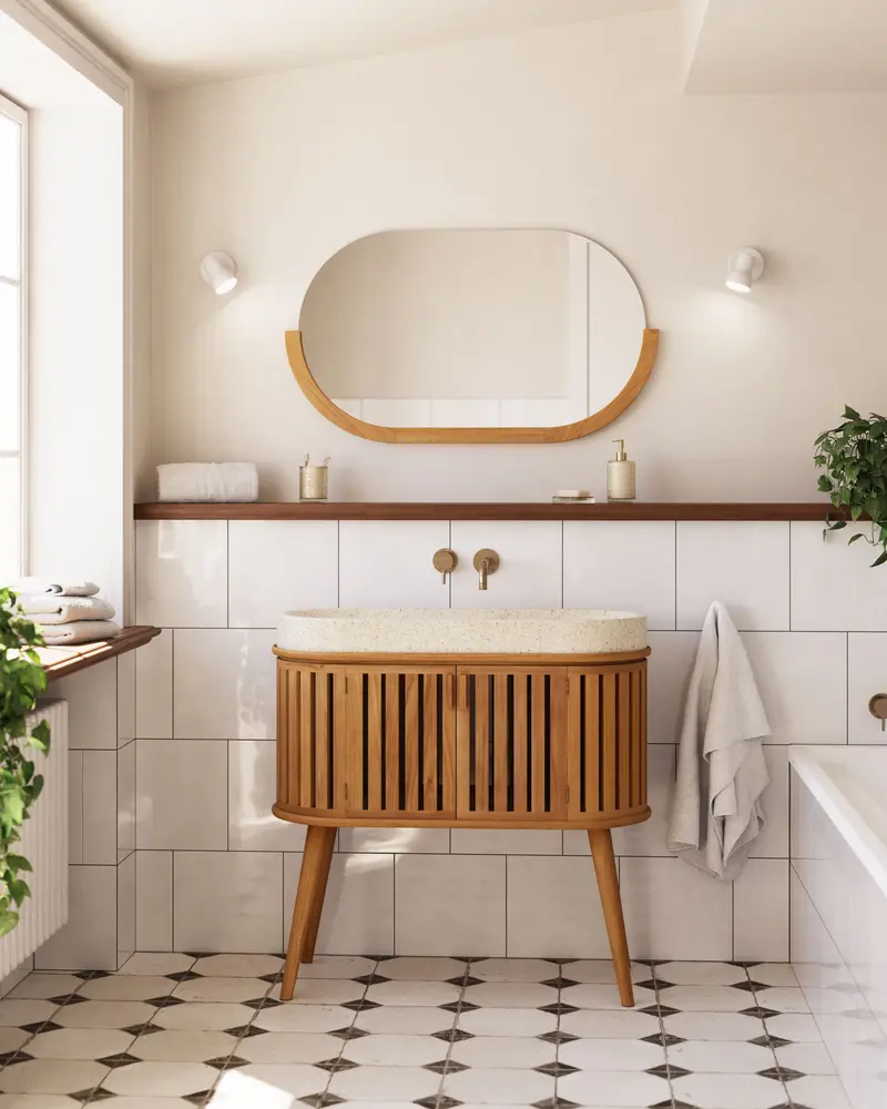 Specchio Rokia in legno massello di teak 90 x 55 cm
