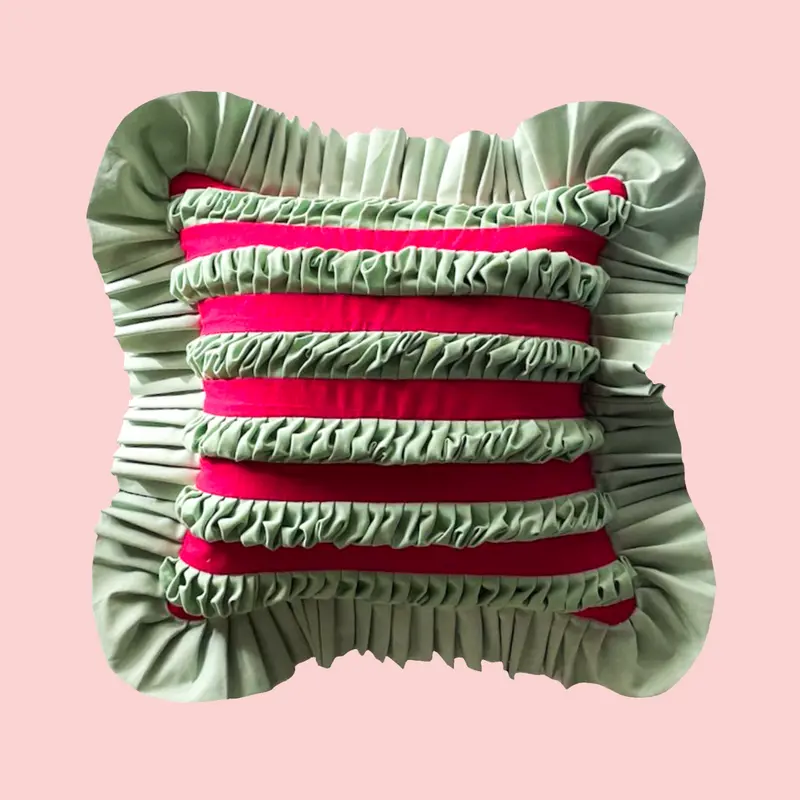 Special Stripes. Mint and Raspberry with Mint Green Ruffle