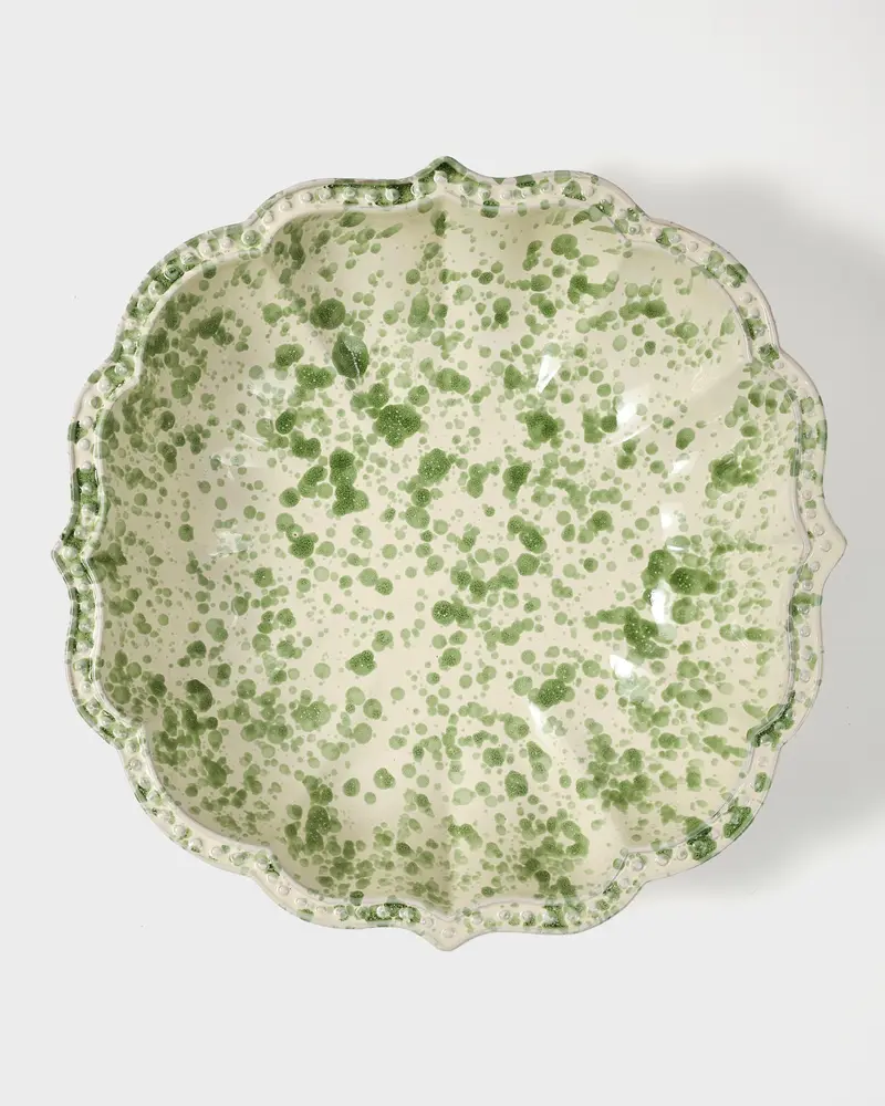 Speckled Serving Bowl, Green and White
