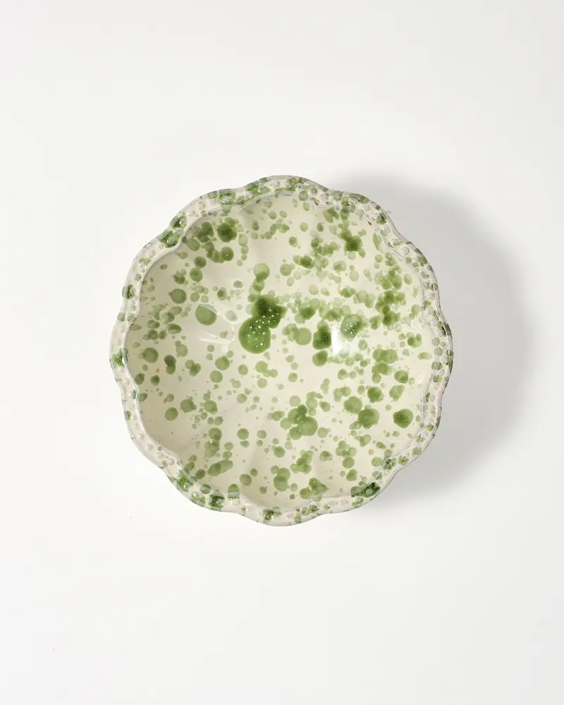 Speckled Small Bowl, Green and White