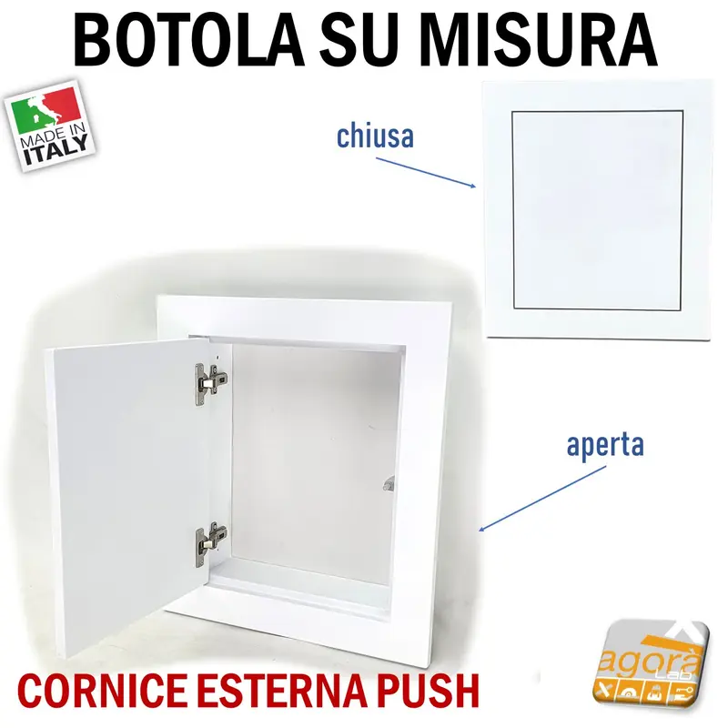 SPORTELLO BOTOLA INCASSO CORNICE ESTERNA CARTONGESSO / MURO SU MISURA MDF VERNICIABILE
