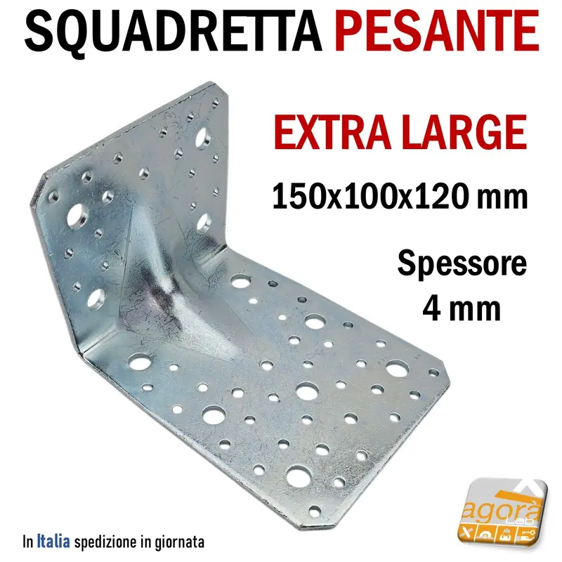 Squadretta di Assemblaggio mm 150x100x120 sp 4,0 Acciaio Zincato Forata Angolare Extra Pesante