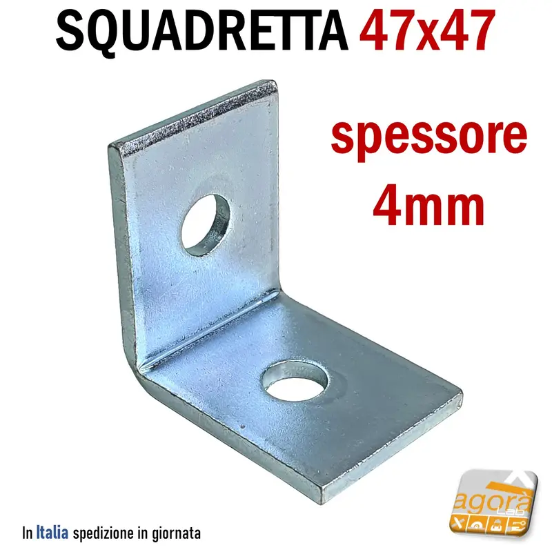 Squadretta di Assemblaggio mm 47x47x35 sp 4,0 Acciaio Zincato Forata pz 25/5