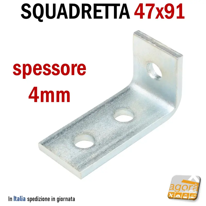 Squadretta di Assemblaggio mm 47x91x35 sp 4,0 Acciaio Zincato Forata pz 25/5