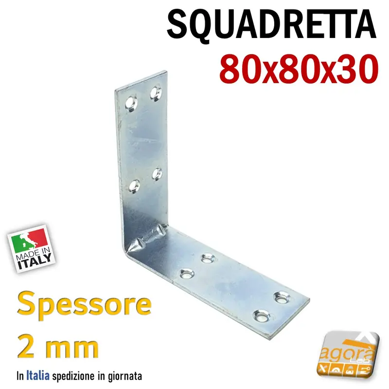Squadretta di Assemblaggio mm 80x80x30 sp 2,0 Acciaio Zincato Forata Lastrina 50pz