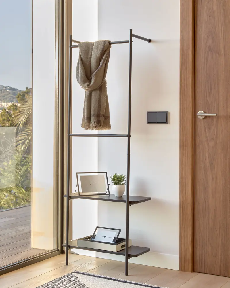 Stand appendiabiti Galatia finitura verniciata nera 60 x 162 cm