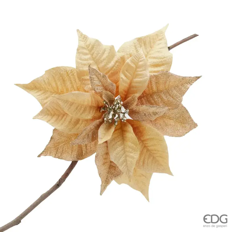 Stella di Natale dorata con clip di fissaggio d 33 cm | EDG - Enzo De Gasperi