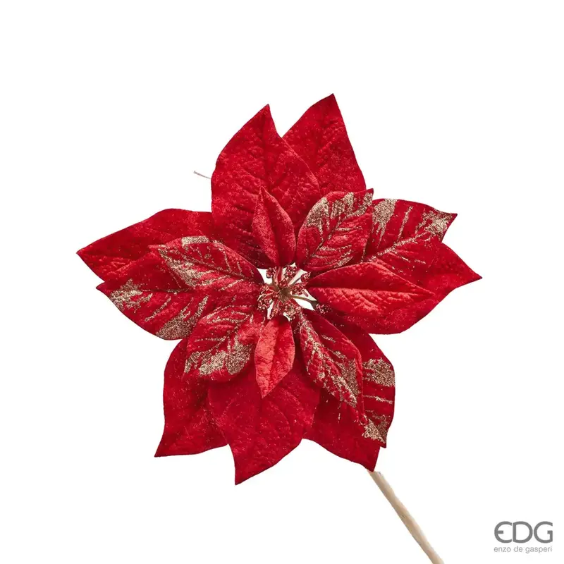Stella di Natale rossa con clip di fissaggio d 27 cm | EDG