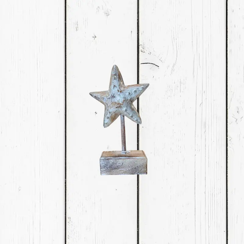 Stella Marina Piccola su Base in Legno Bianca