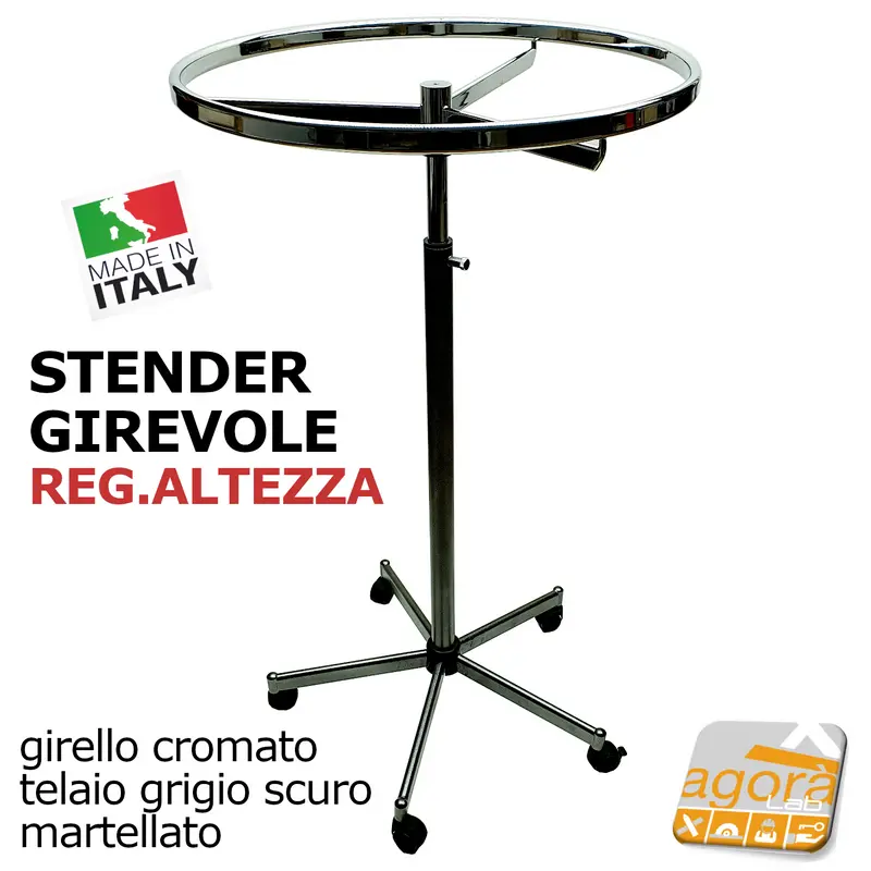 STENDER APPENDERIA ROTONDO GIREVOLE SU RUOTE PORTABITI NEGOZIO ABBIGLIAMENTO VESTITI GM